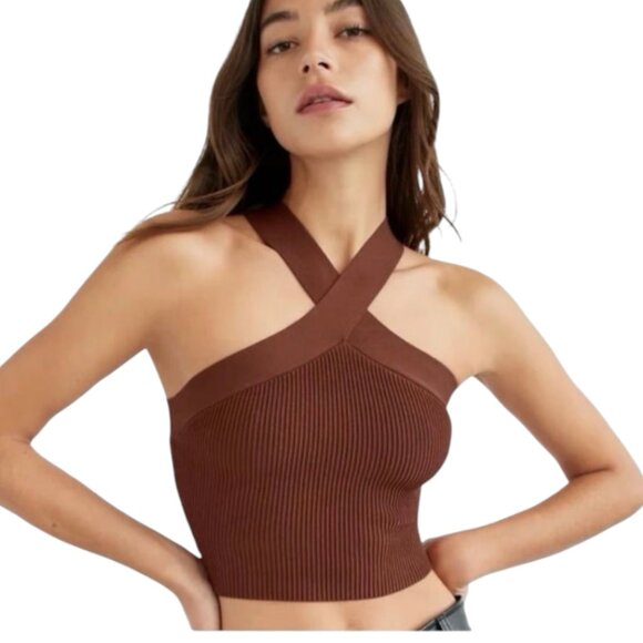 Aritzia Babaton Sculpt Knit Criss Cross Cropped Tank - Picture 1 of 3
